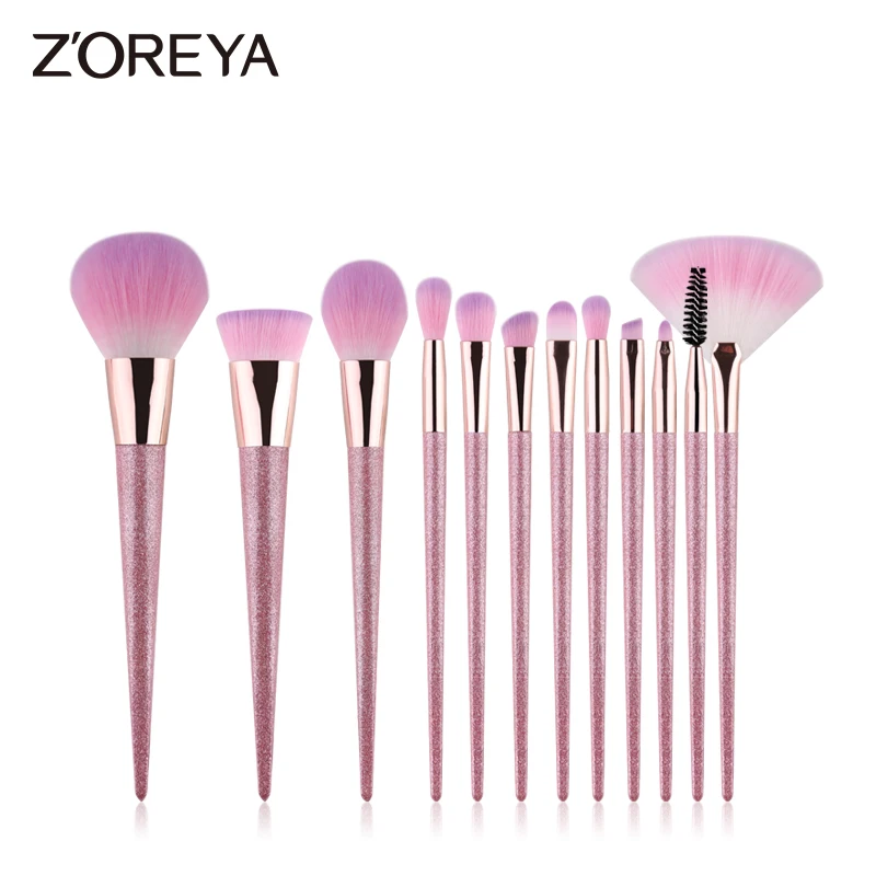 ZOREYA 12Pcs High-Quality Cosmetic Tool Kit Soft Makeup Brushes Set Eye Shadow Powder Foundation Eyebrow Blending Beauty Brush