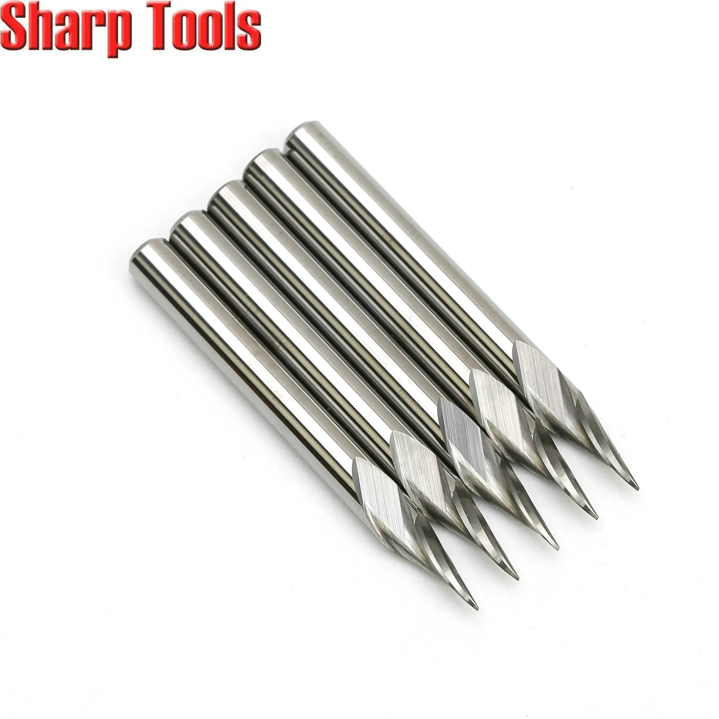 0.2-0.5mm Tip 3.175*30 Angle V Carving 1 Flute Spiral Carbide Engraving Bits CNC Router Tools Grooving Milling Cutters for Metal