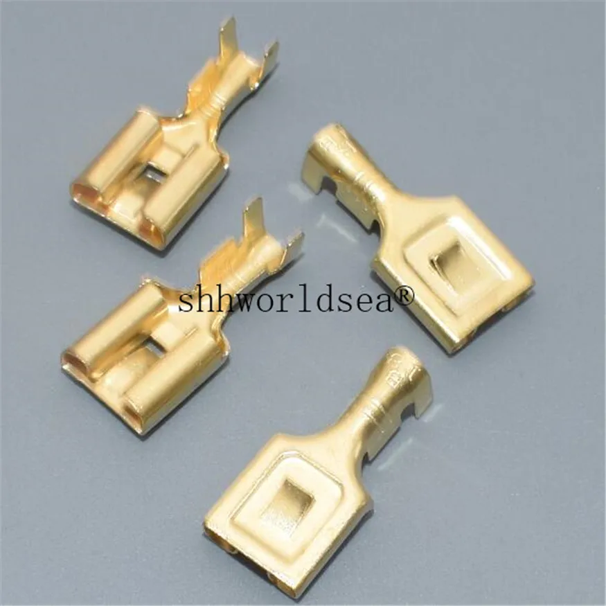 Shhworldsea 7.8mm H4 with thorn Female male Crimp Terminal Connector Gold Brass Silver Car Speaker Electric Wire Connectors