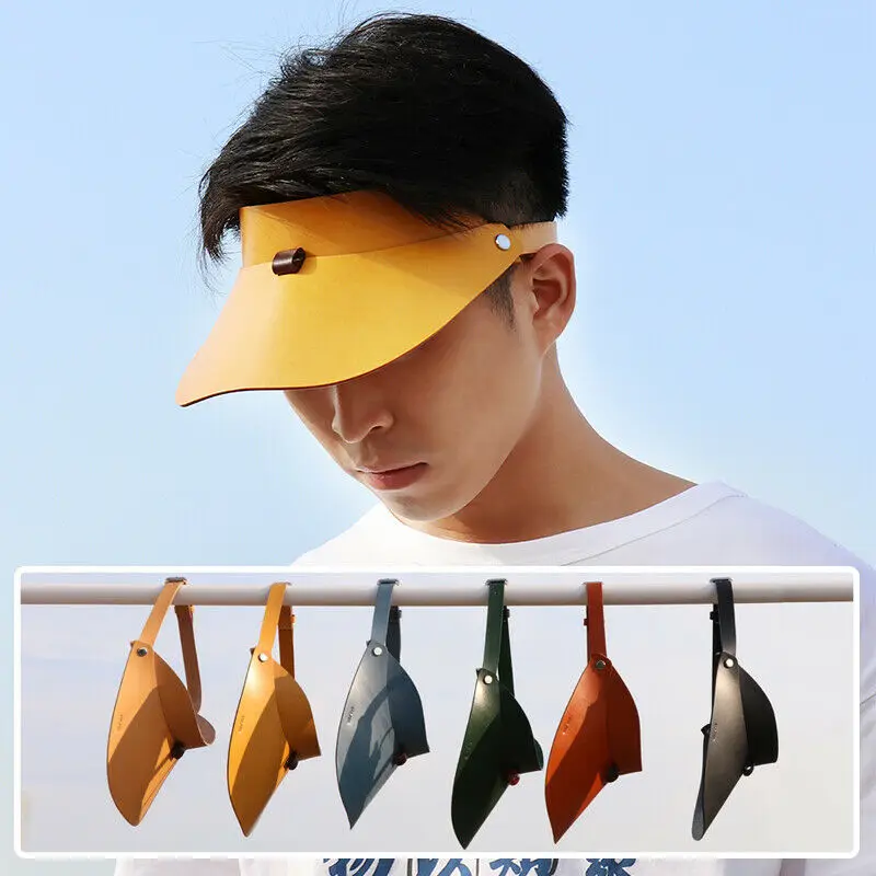 WUTA Handmade Classic Visor Hat Genuine Leather Visor Cap Unisex Women Sun Visor Men Leather Sun Hat Gift for Him