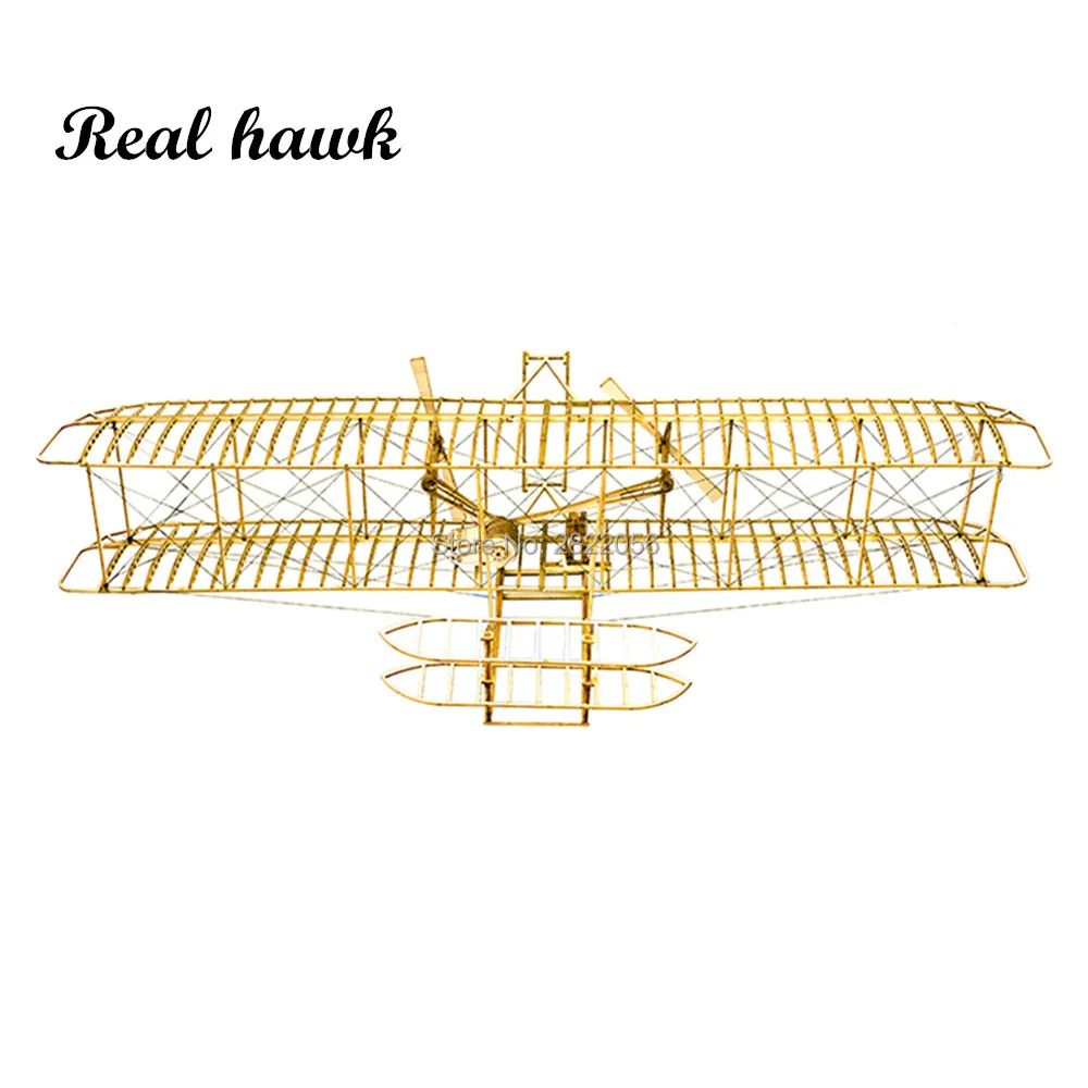 Real Hawk Wright Brothers Flyer 1 scala 1:24 Aircraft Wood Solid DIY Assembly Model Set giocattoli in legno ornamenti regali per bambini