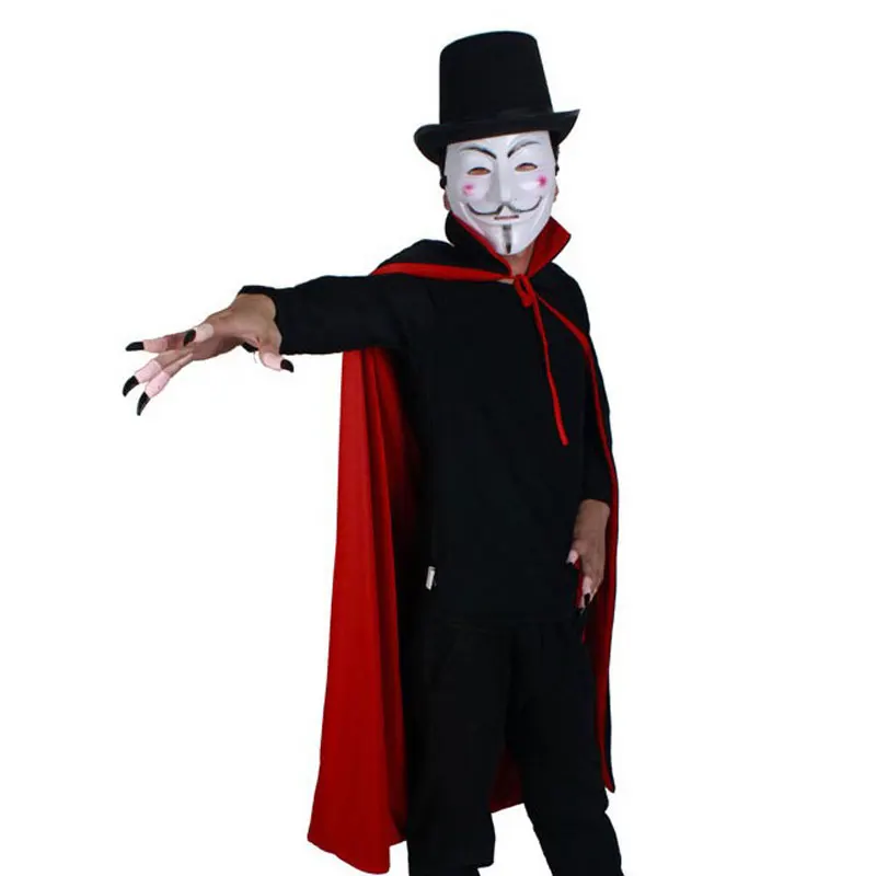 Umorden Halloween Costumes for Boys Men Collar Death Vampire Cloak Cape Gown Red Black 2 Side Wear Party Robe for Adult Children