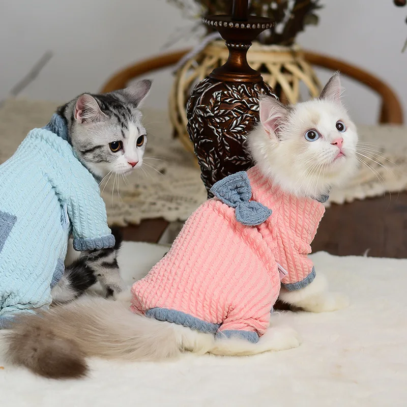 Cat Clothes Winter Warm Soft Cats Warm Hoodies Pajamas Sphynx Cat Costumes Pullover Sphinx Kitten Clothes Cat Supplies For Cats