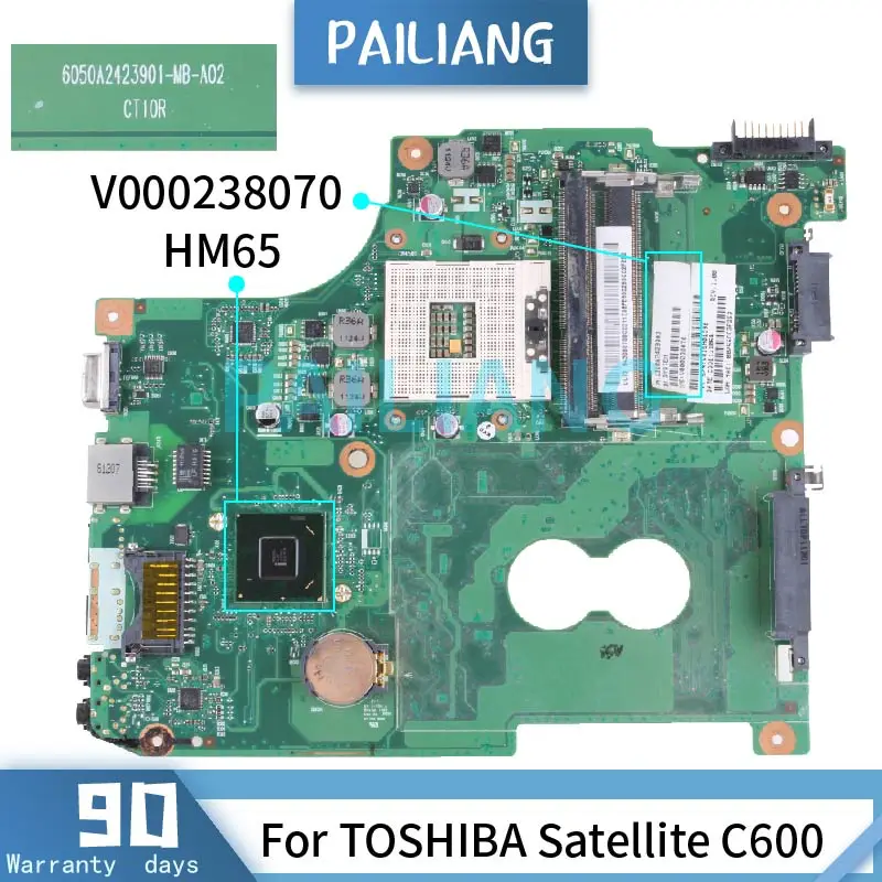 

For TOSHIBA Satellite C600 Mainboard V000238070 6050A2423901-MB-A02 HM65 DDR3 Laptop motherboard tested OK