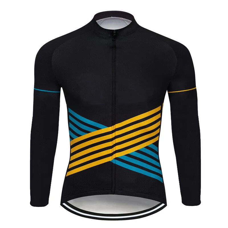 Męski dżersejowy kombinezon z długim rękawem Sportowa jazda na rowerze Modna przeciwpoślizgowa kurtka odporna na promieniowanie ultrafioletowe Ubrania rowerowe z kieszenią