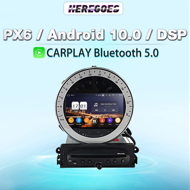 Carplay PX6 7inch DSP Android 11 Car DVD Player 2G+32GB Navigation GPS Multimedia Stereo Radio For BMW Mini Cooper R56 2006-2013