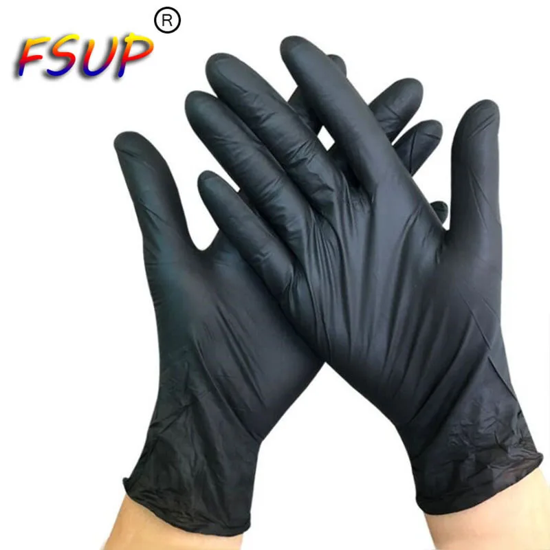 

FSUP 100pcs/lot Disposable Nitrile Gloves Anti-static Waterproof Work Glove Universal Household Garden Tattoo Beauty Mechanic