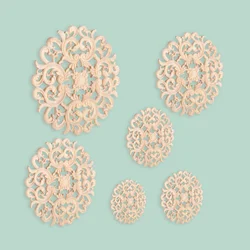 Carving Natural Wood Appliques For Furniture Cabinet Unpainted Wooden Mouldings Decal Vintage Home Decor 10/12/15/20/24/30cm