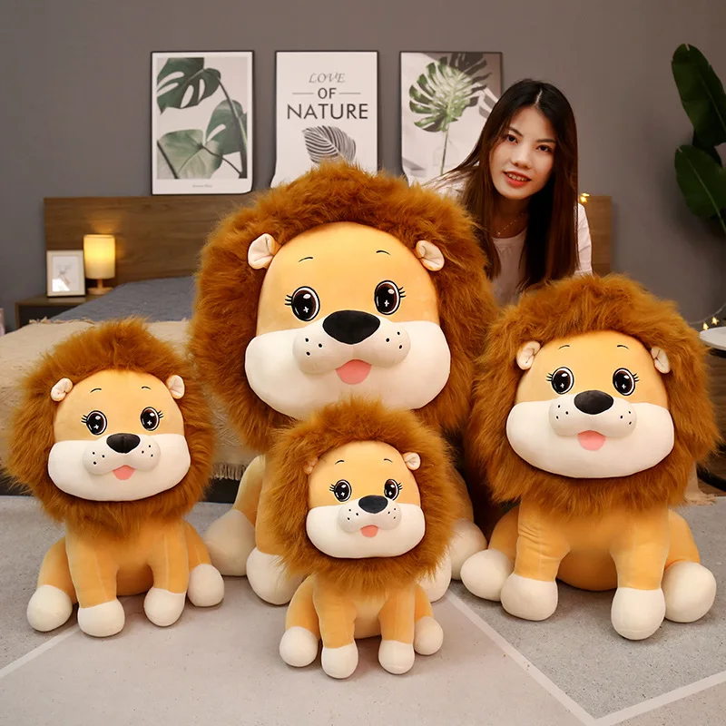 1pc 40/65cm Golden Adorable Lion Stuffed Plush Doll Jungle Series Stuffed Animals Toys for Kids Baby Children Gifts Home Decor