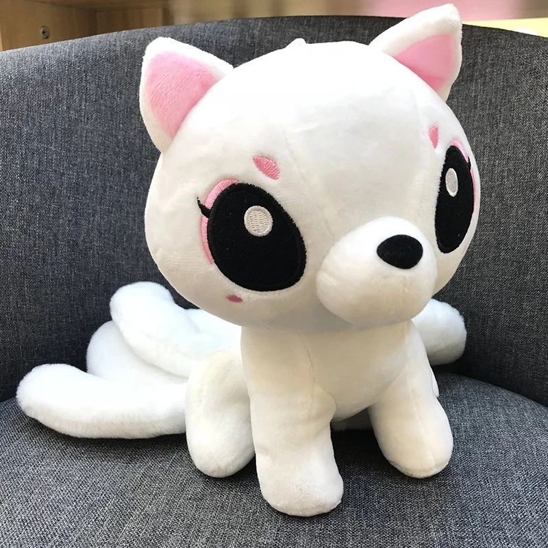 子供のためのキツネのデザインのぬいぐるみキーホルダー,9尾の白い