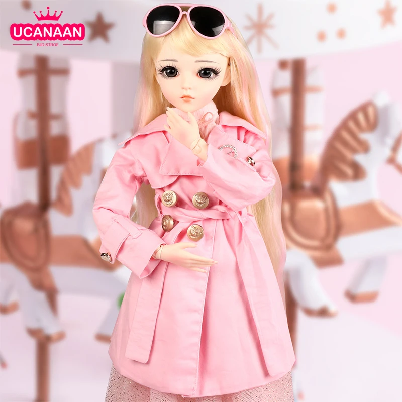 UCanaan 1/3 BJD Doll 60CM Girls SD Dolls 18 Ball Jointed With Full Outfits Wig Clothes Shoes Makeup Children Dress Up Toys Gifts