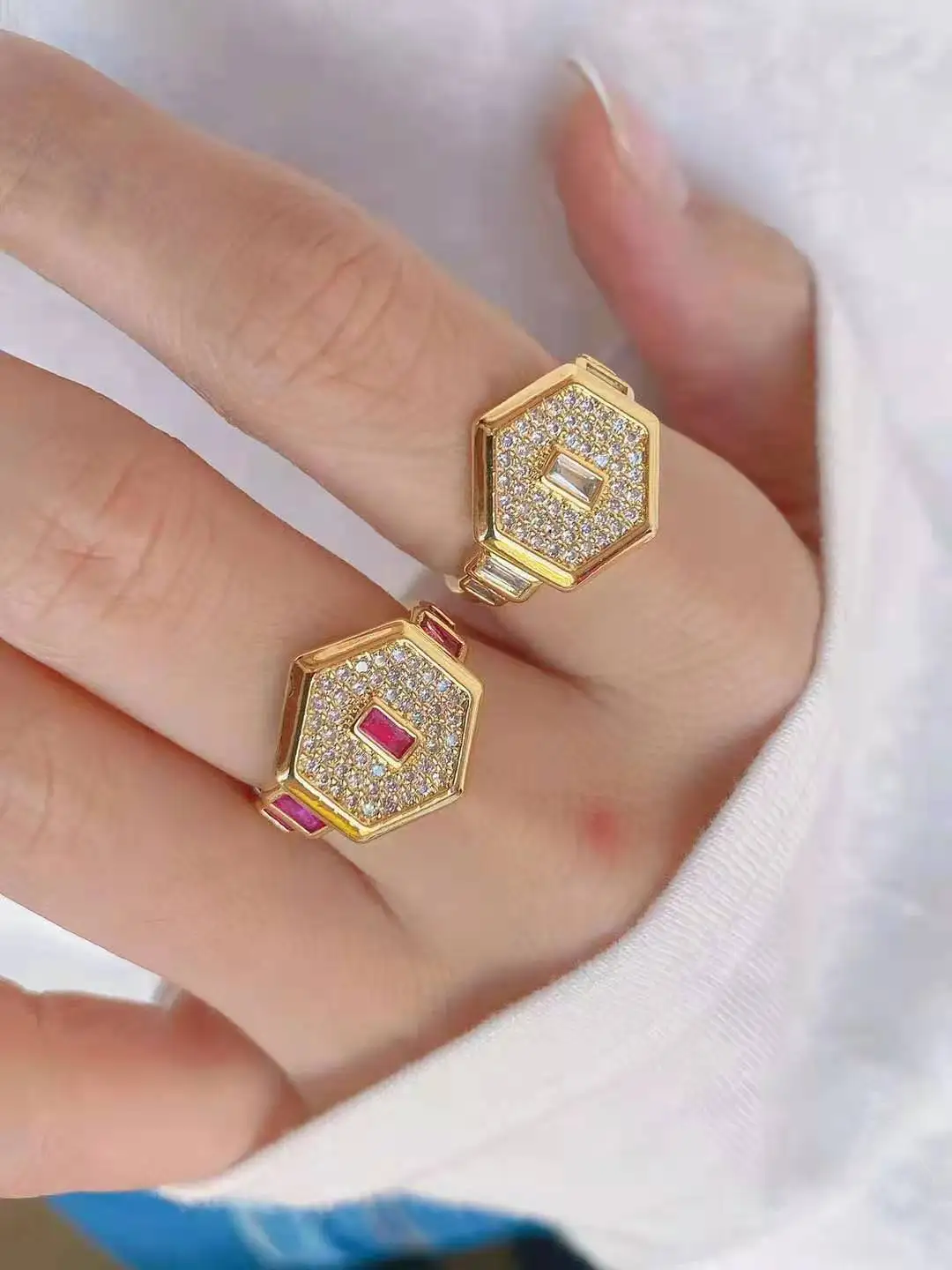 Bohemia Gold CZ Rings For Woman Trendy Zircon Enamel Ring Punk Jewelry Gift for Girl