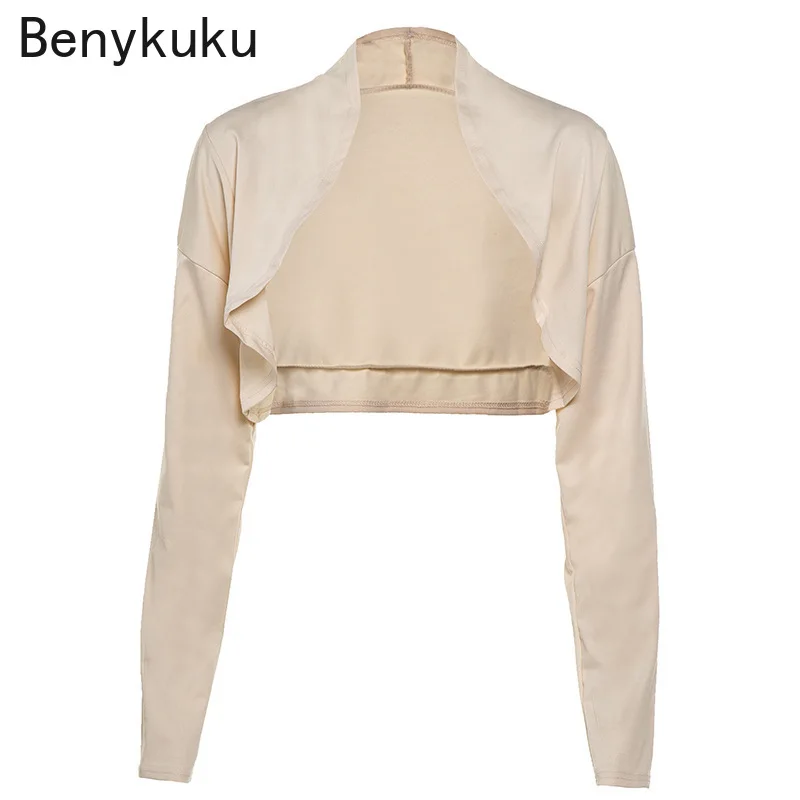 Zucken Frühling Sommer Cropped Tops Damen Langarm Jacke Bolero Frauen Öffnen Stich Elegante Dünne Kleidung Mantel Plus Größe Feminino