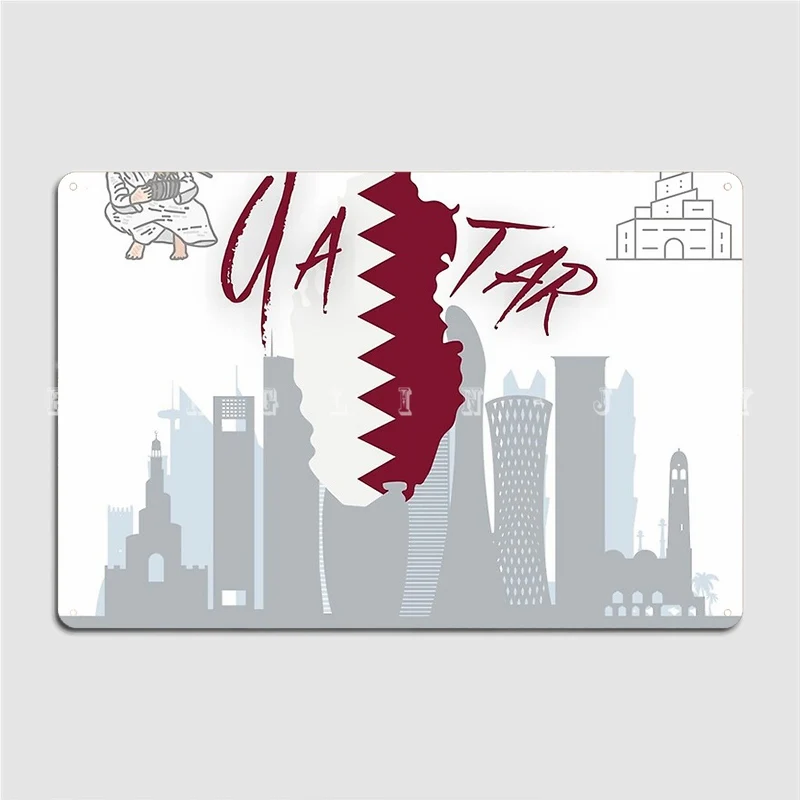 Qatar Flag Qatar Map Qatar Sticker Qatar Design Poster Metal Plaque Wall Mural Cave Pub Create Poster Tin Sign Posters