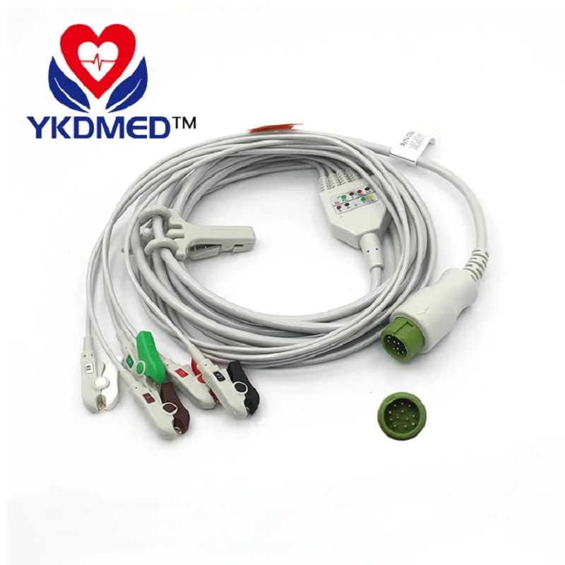 Compatible with MINDRAY brand patient monitor 12pin one-piece patient cable with 5 leads ,ecg medical accessories ,Free shipping