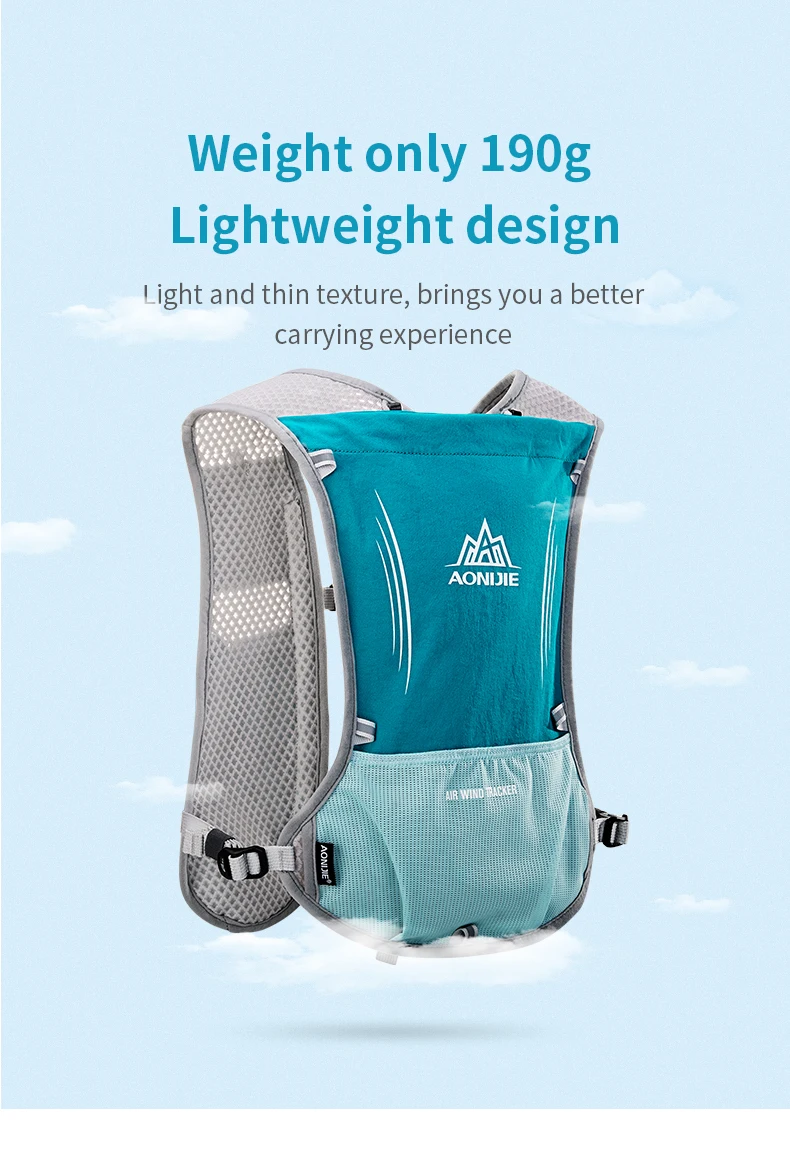 AONIJIE E913S 5L Trinkrucksack Rucksack Tasche Weste Geschirr Wasserblase Wandern Camping Laufen Marathon Rennen Sport Orange – Detail 6