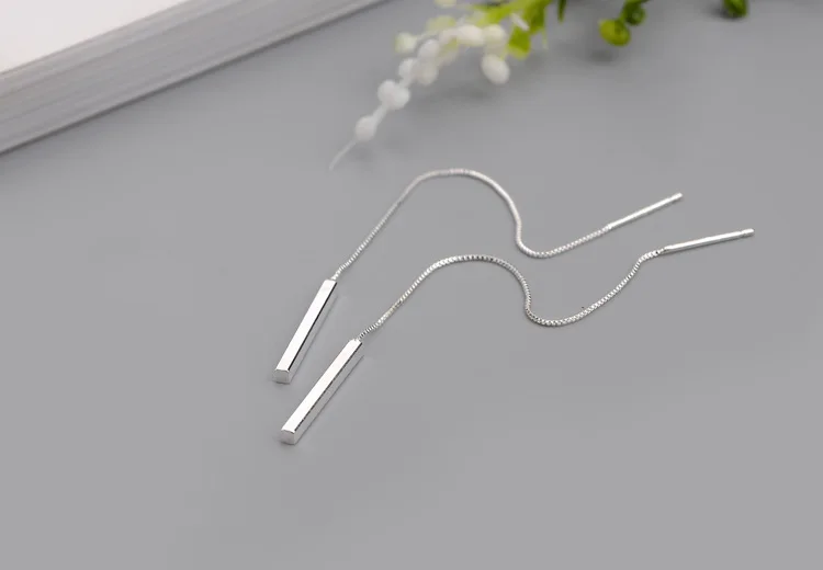 100% 925 Sterling Silver Long Drop Earrings for Women Wedding Party Gifts Sterling-silver-jewelry pendientes