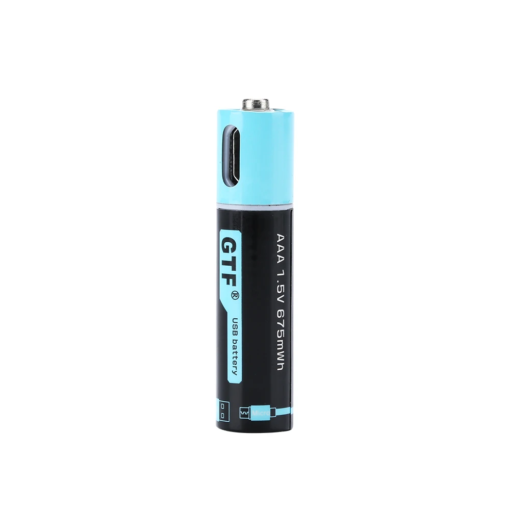 GTF high capacity 1.5V 450mAh AAA li-ion Battery 675mwh li-polymer with rechargeable lithium usb battery + Type-C USB cable