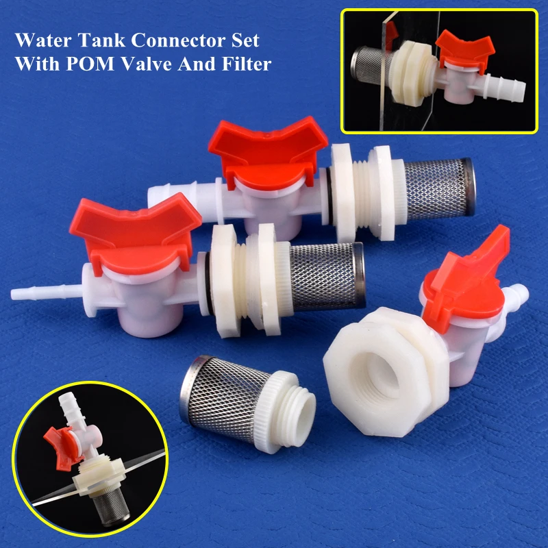 1~30 Sets G1/2 To 4~20mm Water Tank Connector Aquarium Tank Joint POM Valve Filter Set Garden Irrigation Water Pool Hose Joint