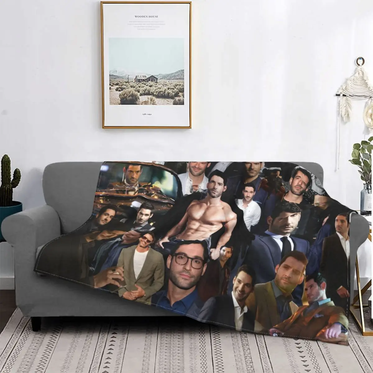 Tom Ellis Collage Blankets Lucifer Morningstar Fleece Funny Soft Throw Blankets for Bedspread Winter