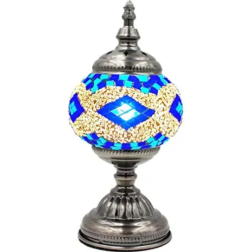 

Mosaic Lamp, stunning Handmade Turkish Moroccan Mosaic Glass Table Desk Bedside Lamp Light with Bronze Base (Multi-Colored 4)