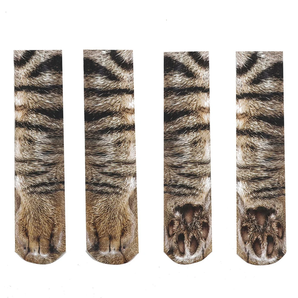 Unisex Adult Child 3D Print Animal Paw Socks Creative Funny Cat Dog Dinosaur Tiger Paw Socks for Boys Girls Casual Christmas