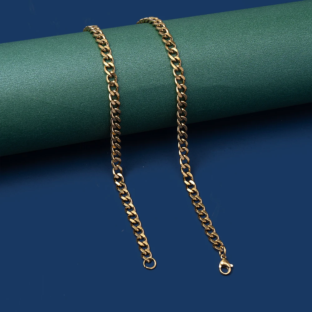 Hip-Hop Kubanische Kettenhalskette für Männer und Frauen, Punk-Stil, 3 bis 7 mm, Edelstahl-Choker-Halskette, Vintage-Schmuckzubehör – Detail 4