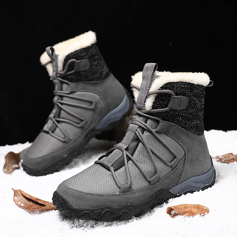 Men\'s Winter Boots Non-slip Super Warm Snow Boots Male Hiking Motorcycles Boots Plush Ankle Boots for Men Casual Shoes for Men