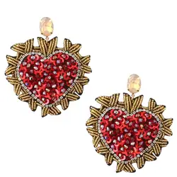 Zouchunfu Oorbellen Handmade Cartoon Heart Earrings for Women Aretes Fashion Earring Crystal Big Drop Earrings Statement Ear
