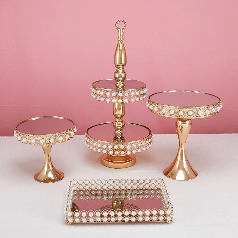 4 -13pcs  Gold peral  cake stand sets cupcake sweet table candy bar table decorating with peral ray