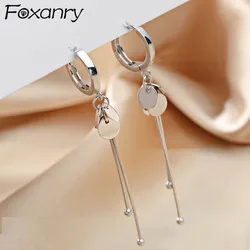 Foxanry Silver Color Tassel Earrings for Women Couples New Trendy Elegant Wedding Bride Jewelry Prevent Allergy Wholesale