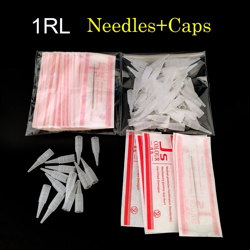 

Top Quality 100Pcs 1R Needles and 100pcs 1R Tips For Permanent Makeup Traditional Tattoo Needles Independent Package