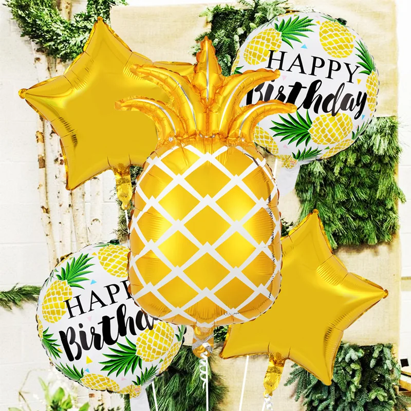 

Hawaiian Pineapple Party Decoration Balloon 50 Set Birthday Decoration Arrangement Aluminum Foil Balloon Wholesale
