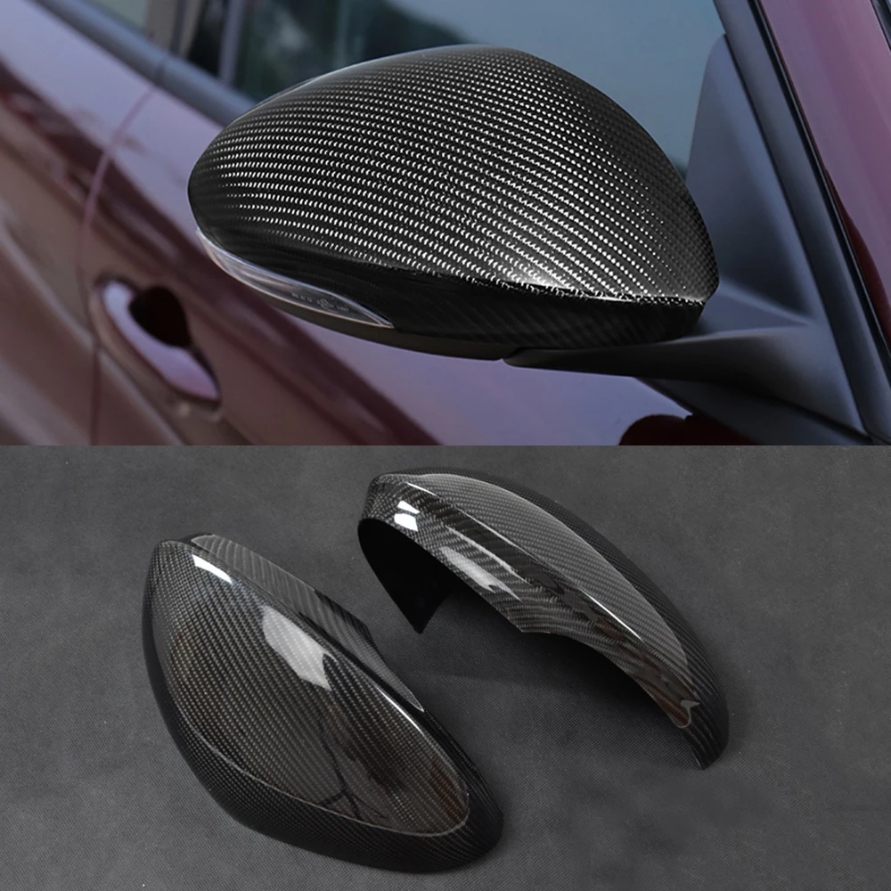 

2pcs Real Carbon Fiber Exterior Mirror Cover Car Rearview Side Mirror For Alfa Romeo Stelvio 949 2017 2018 2019 2020 Accessories