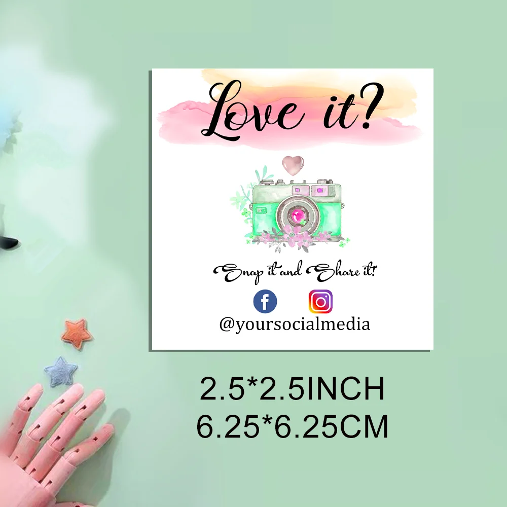 

Small Business Package Inserts Stickers, Social Media Cards, PINK Gold Snap and Share Cards, Business Promotion