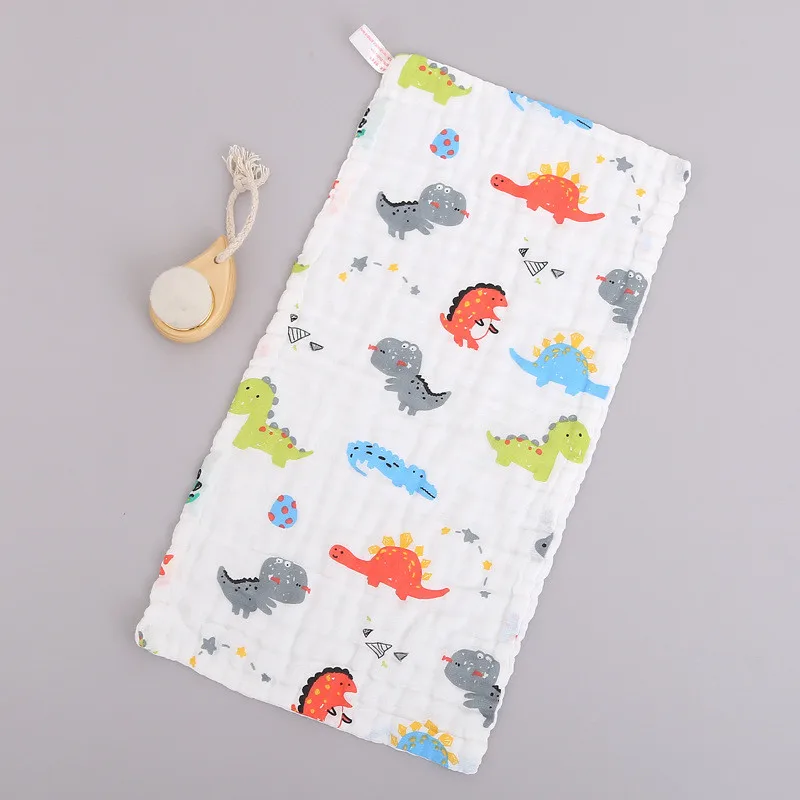 1/2 pieces/baby towel-6 layers of pure cotton gauze soft cartoon pattern bath towel feeding saliva towel