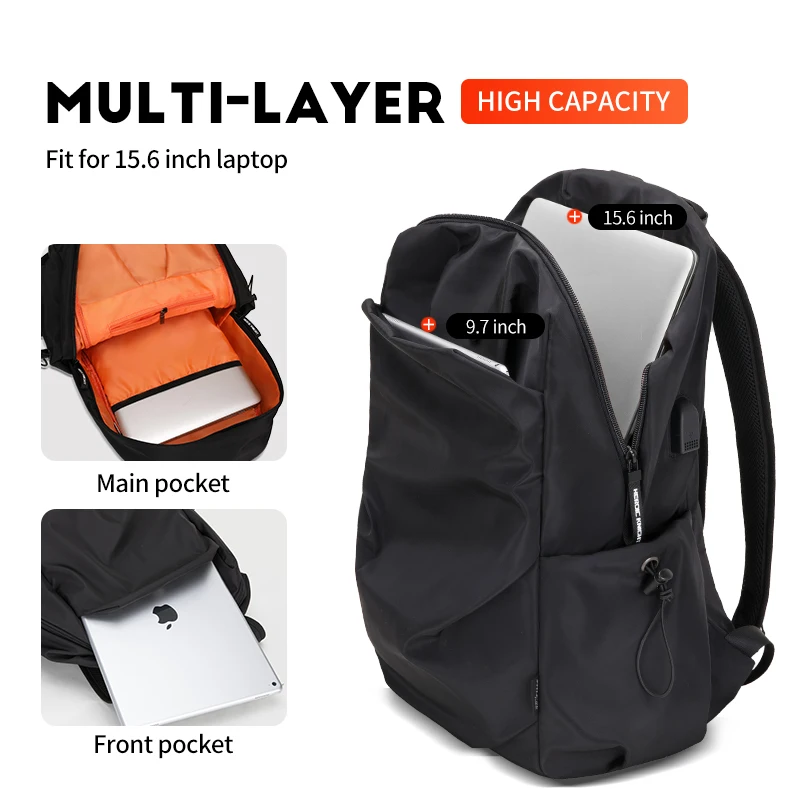 Heroic Knight-Mochila para ordenador portátil de 15,6 pulgadas para hombre, morral impermeable para viaje al aire libre, Mochila escolar para