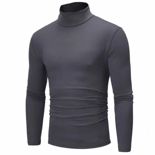 New Fashion Mens Cotton Turtle Neck Turtleneck Sweaters Stretch Shirt Tops Plus Size