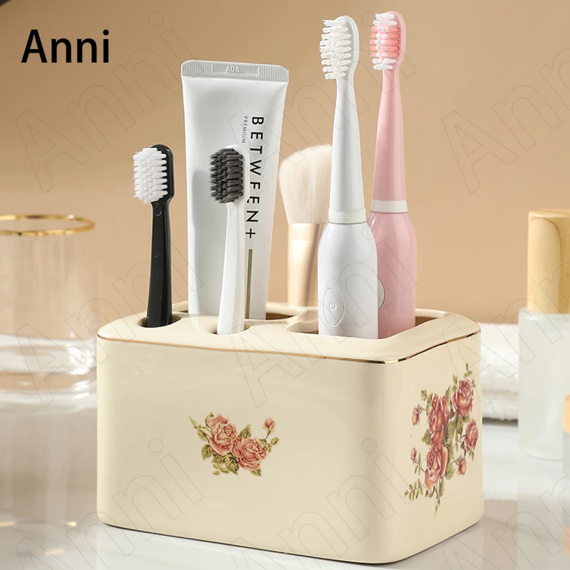 Creativity Golden Stroke Ceramic Tooth Brush Holder European Modern Electric Toothbrush Holder Household Bathroom Accessories