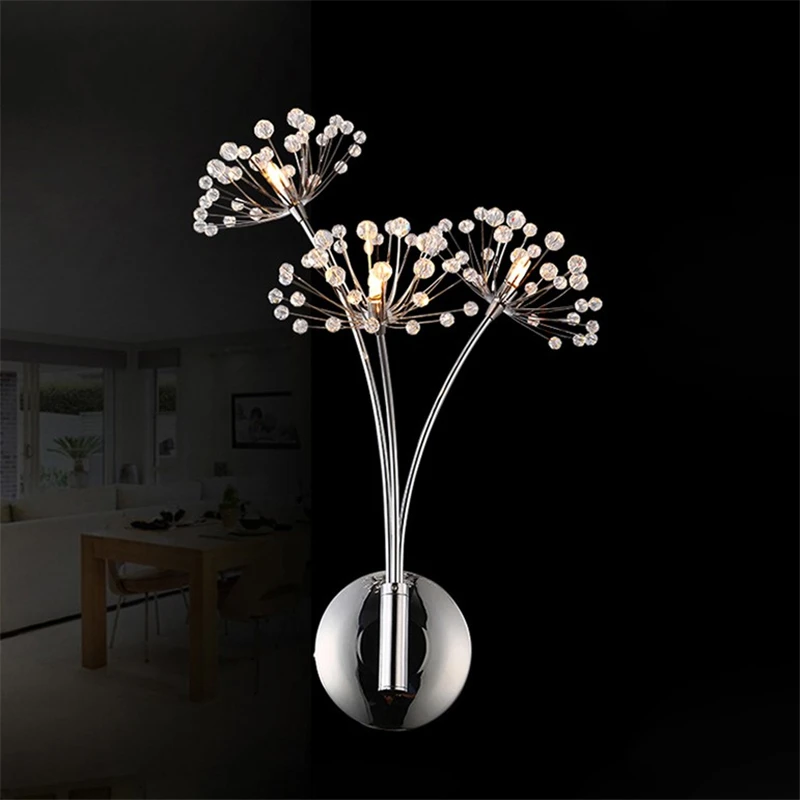 nordic dandelion lampadas de parede do banheiro quarto lampada de cabeceira sala de estar decoracao criativa flor de cristal levou luminarias de parede 01