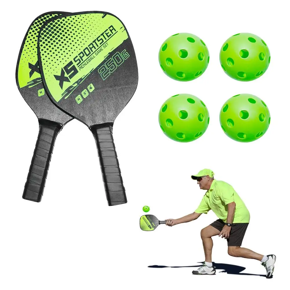 

Pickleball ​Paddle Racket Set Poplar Non-slip Pick Racket Ultra Cushion Racquet With 4 Ball Training Ball Set For Child Alduld