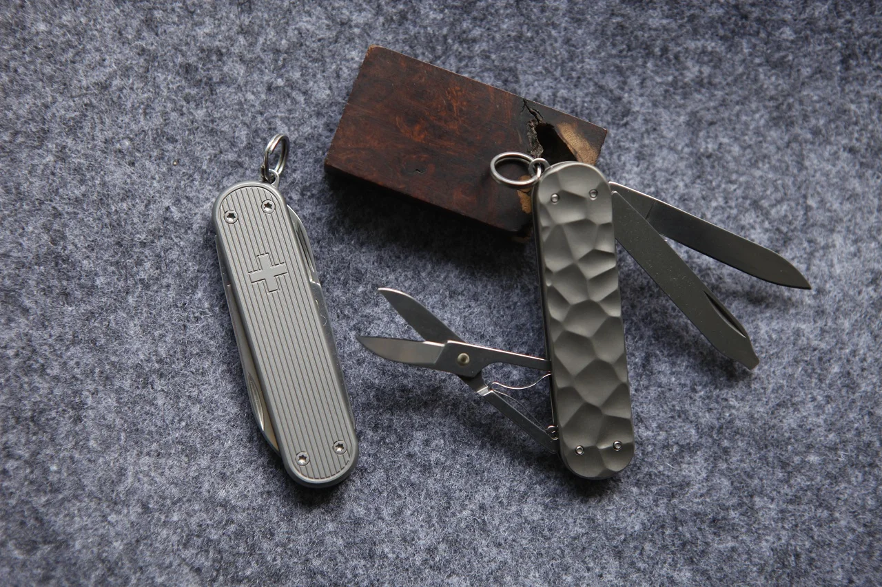 Hand Made Titanium Alloy Customs Handle Scales for 58 mm Swiss Army Classic SD Knife(Scales Only, Knife Not Included)