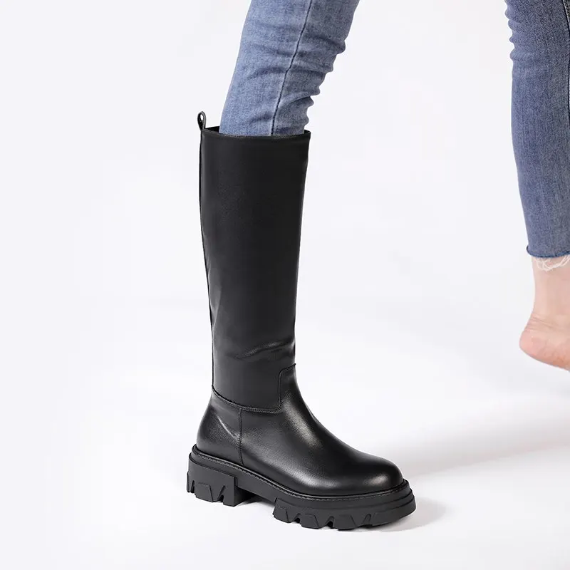 MORAZORA INS Size 34-42 New Brand Women Boots Slip On Knee High Boots Autumn Winter Platform Cowboy Street Fashion Western Boots