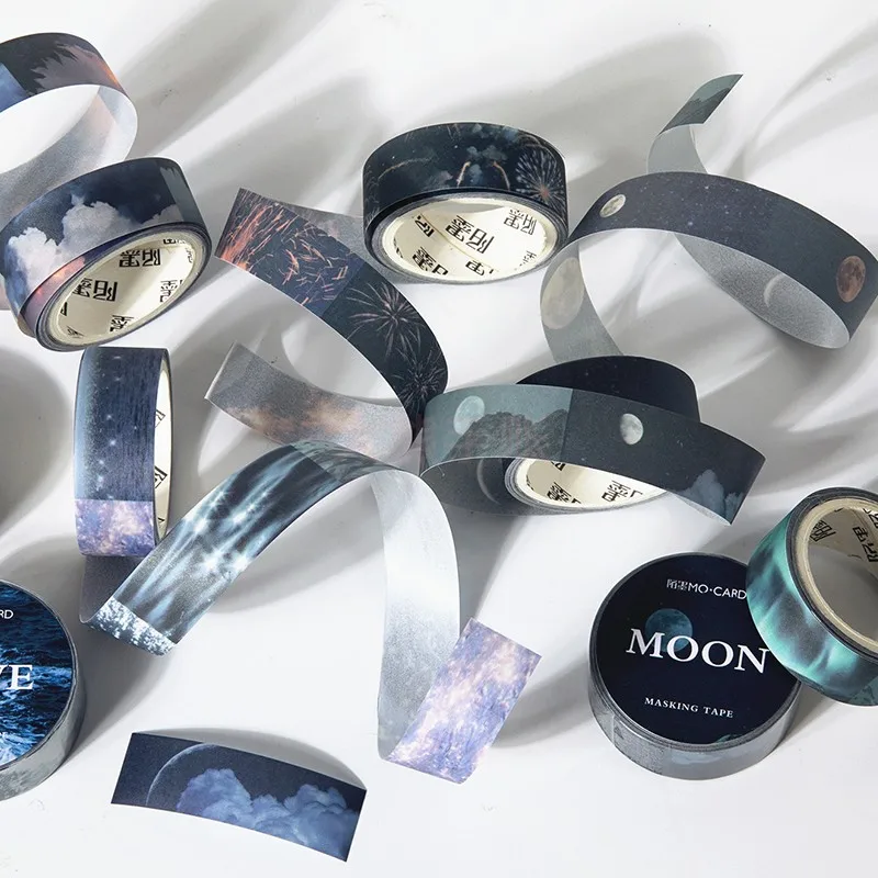 

JIANWU 15mm*300cm Sky Galaxy Moon Journal Decorative Tape Sticker Collage Masking Tape Diary Scrapbook Stationery Back To School