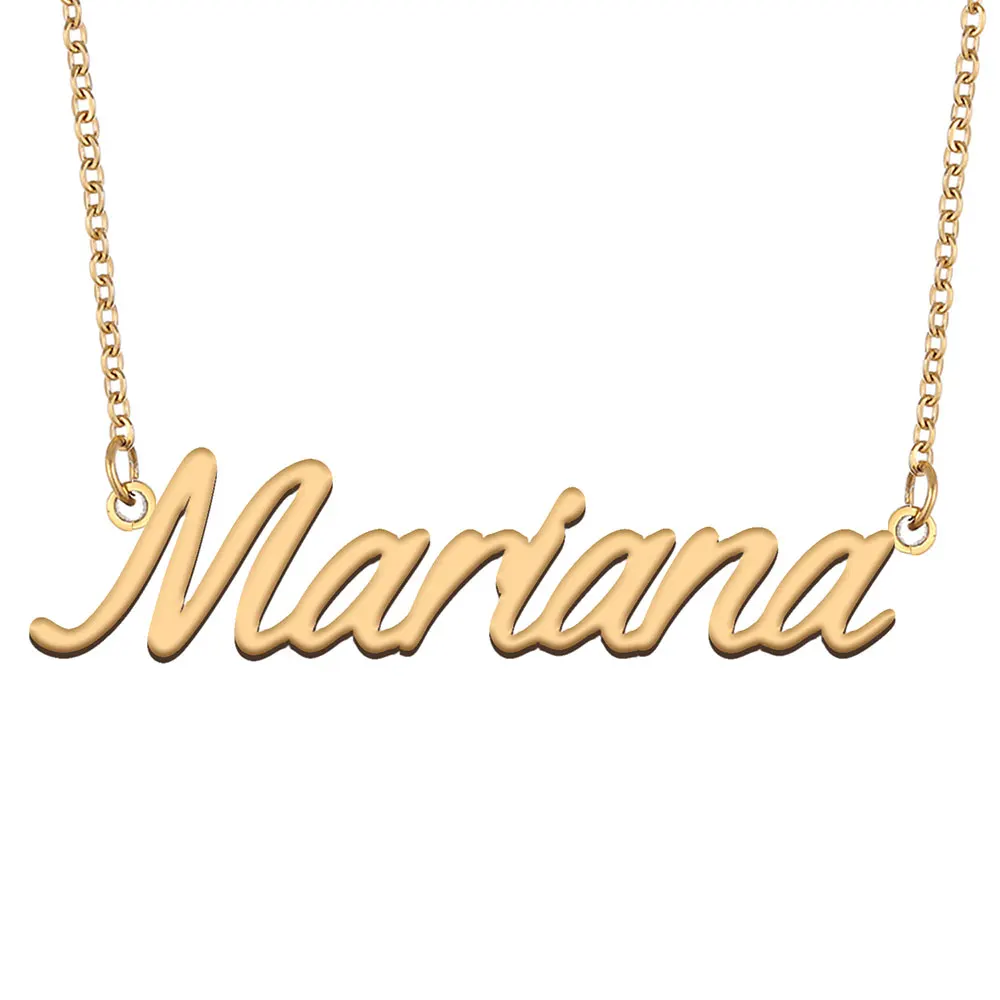 Mariana Name Necklace for Women Personalized Stainless Steel Jewelry Gold color Nameplate Pendant Femme Mothers Girlfriend Gift