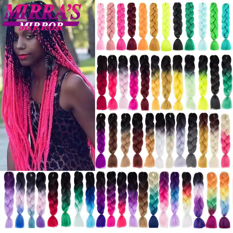 Mirra's Mirror 24inch Jumbo Hair For Braids Ombre Braiding Hair Extensions Synthetic Jumbo Braid Blonde Pink Golden Hair