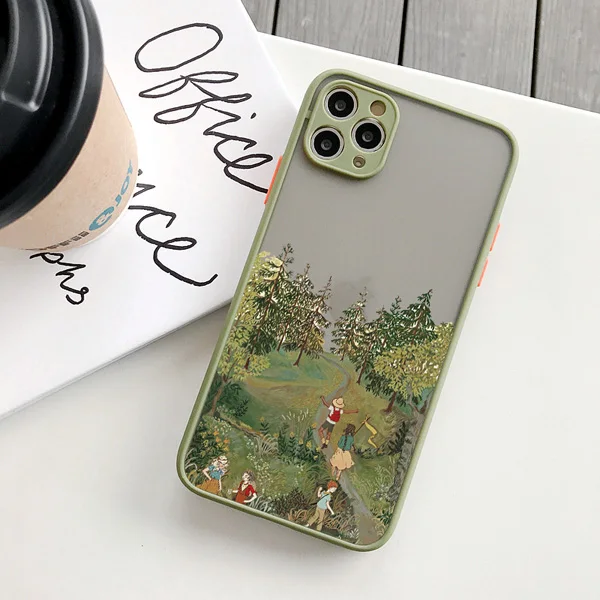 Cartoon Scenery Girl Phone Case For iphone 17 16 15 14 13 11 12 Pro Max Plus for iPhone X XR XS MAX Hard Shockproof Cover Funda