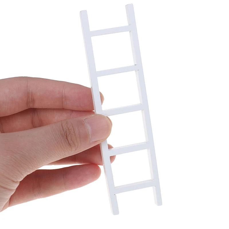 1/12 Dollhouse Miniature White Wooden Ladder Stair Room Fairy Garden Accessories Decoration