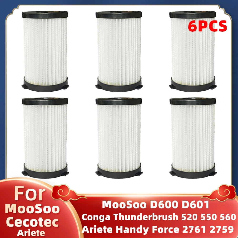 For MooSoo D600 D601 Cecotec Conga Thunderbrush 520 550 560 Ariete Handy Force 2761 2759 RBT Vacuum Cleaner Hepa Filter Parts