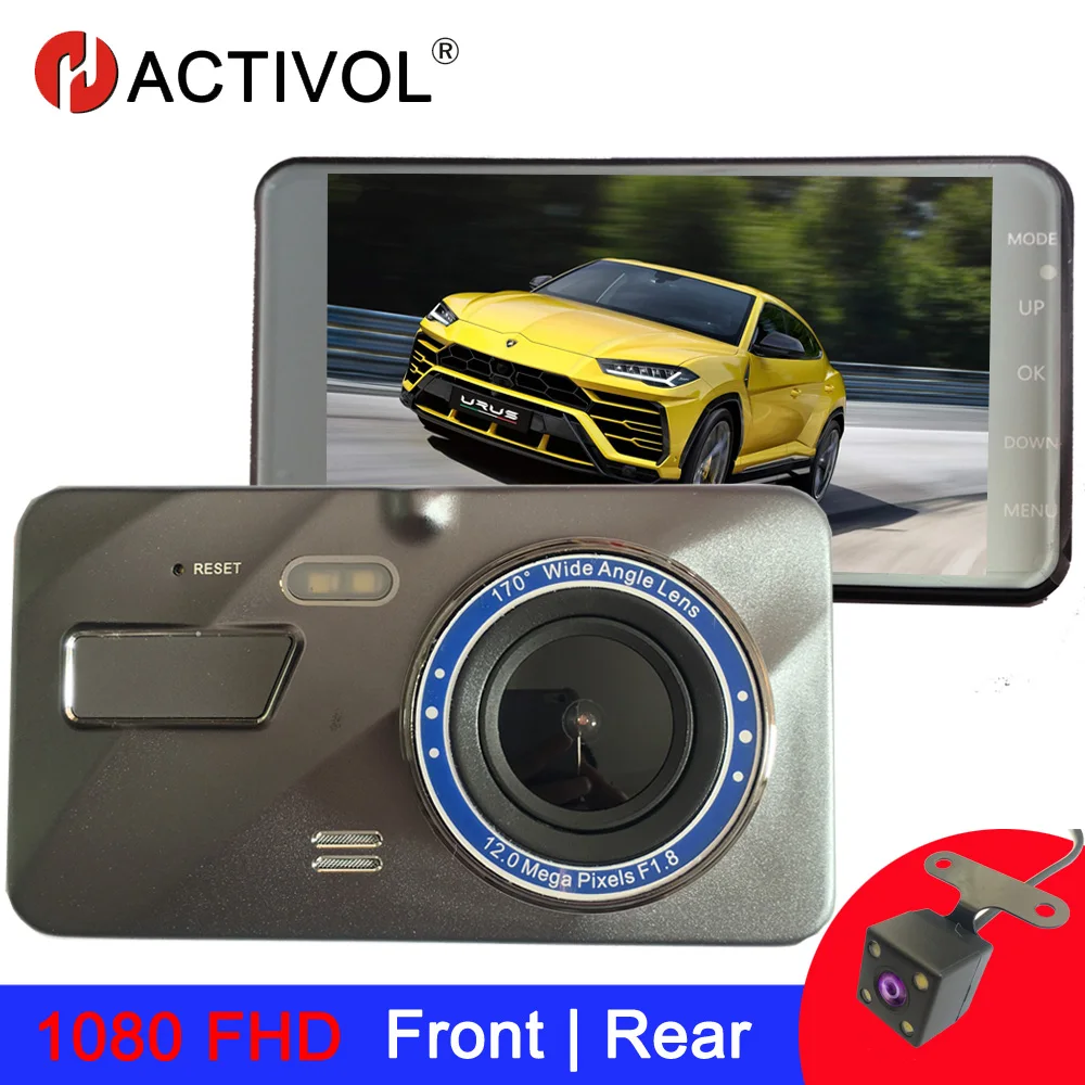 

4 inch Dash Cam Car DVR Camera Full HD 1080P Drive Video Recorder Registrator Auto Dashboard Dual lens Dashcam Black DVRs Box